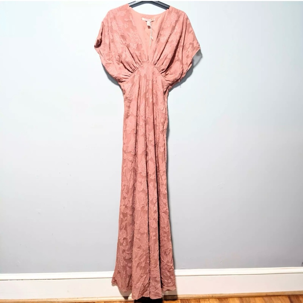Elegant Pink Anthropologie Dress floral detail